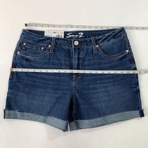 Seven7 Women's Shorts 12 Weekend Short Cuffed Stretch Denim Shorts Size 12 Blue - Picture 6 of 7